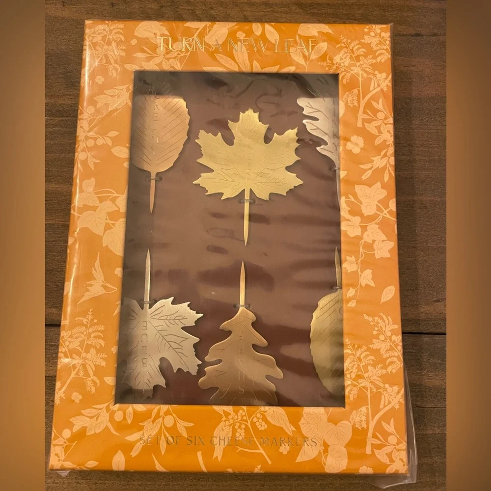 NWT Anthropologie Foliage Cheese Markers. Set of 6